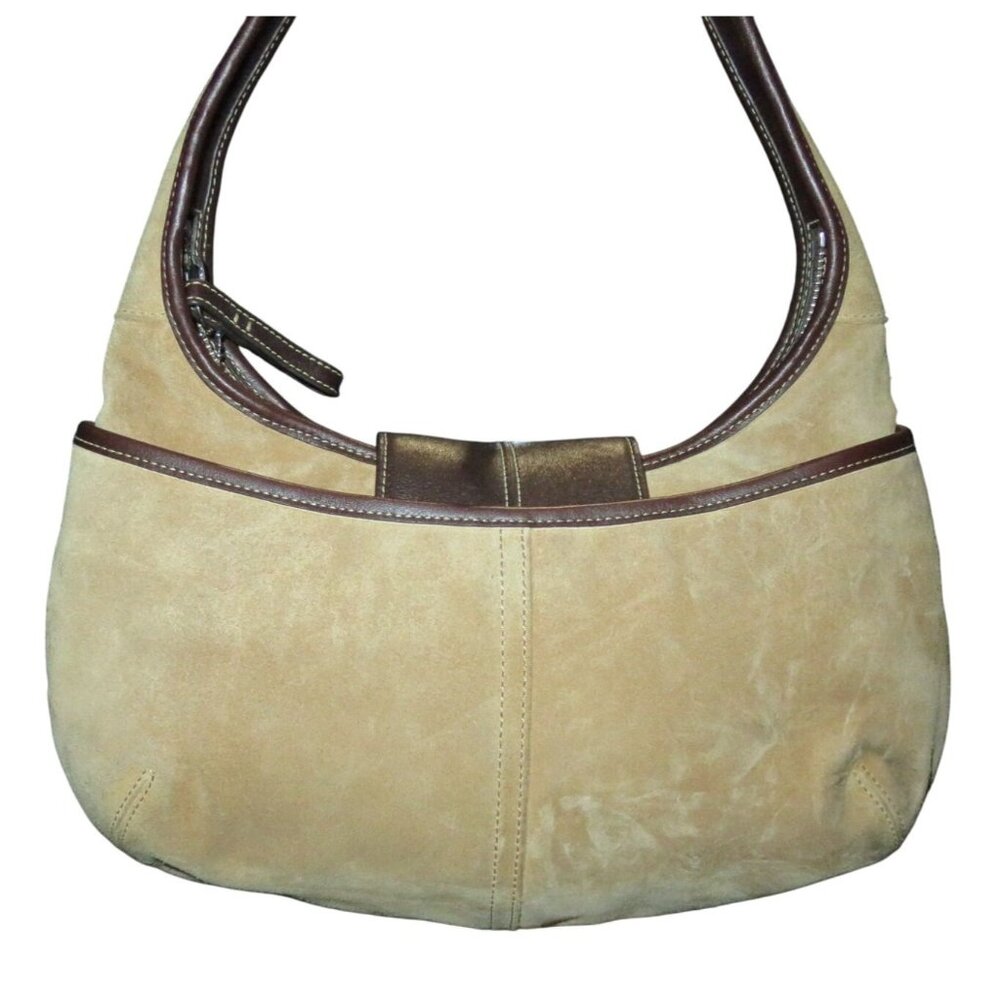 Coach SOHO Ergo Demi Suede & Leather Trim Shoulder bag in camel & brown - Picture 2 of 11